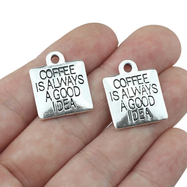 "COFFEE" Square Charm/Pendant: Celebrate the Joy of Coffee (1pc)