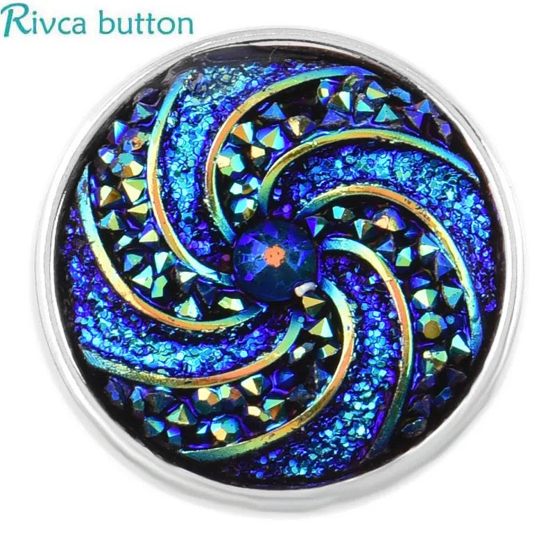 "Sparkling Swirls: Glittery 18mm Snap Button for Stunning Snap Jewelry"