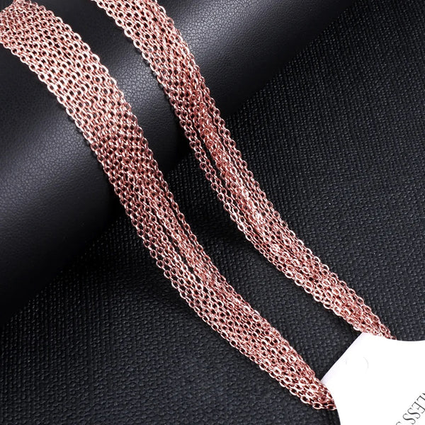 Exquisite 1mm Rose Gold Stainless Steel Link Chain Necklace - Enhance Your Style with Charms and Pendants (1pc)