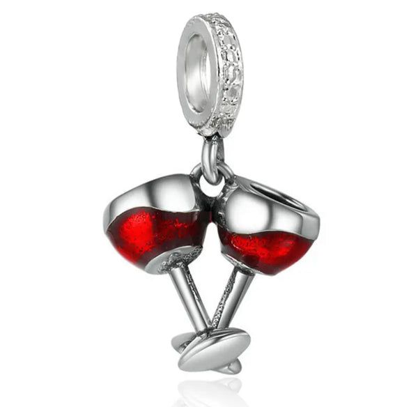 Sterling Silver Wine Glass Pendant: A Toast to Life's Joys (1pc)