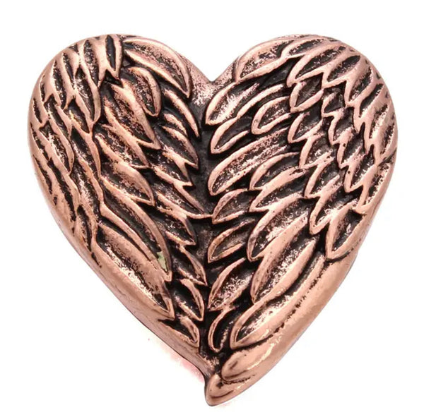 "Heavenly Harmony: Angel Wings Heart Snap Button in Gold and Rose Gold for 18mm Snap Jewelry"