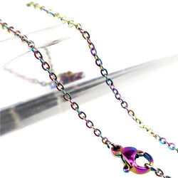 Vibrant and Versatile - 2mm Stainless Steel Rainbow Link Chain Necklace with a Selection of Lengths for Charm and Pendant Customization (1pc)