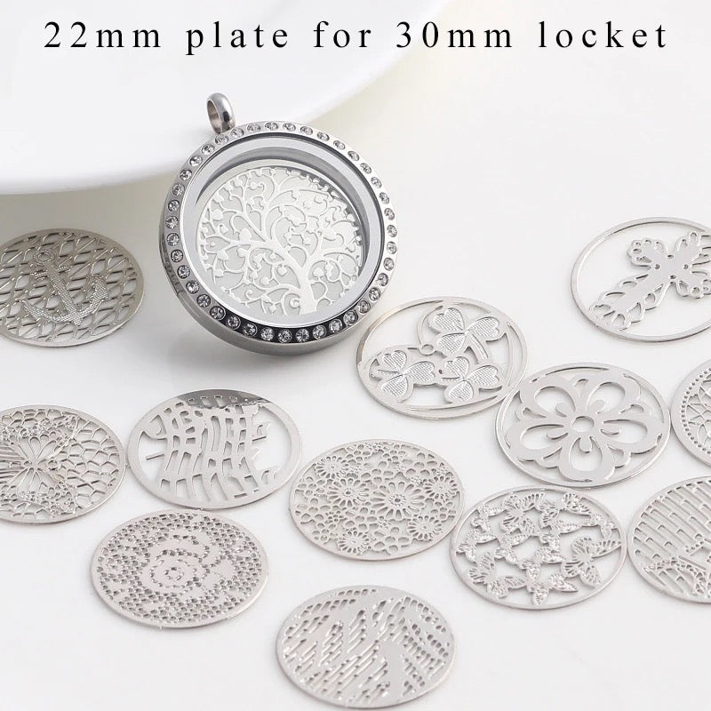"22mm Floating/Living Locket Plate - Perfect Fit for 30mm Floating Locket Glass"(1pc)