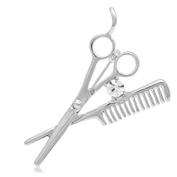 "Glamorous Hair Tools: Rhinestone-Embellished Pin Scissors and Comb Set for Hairstylists"