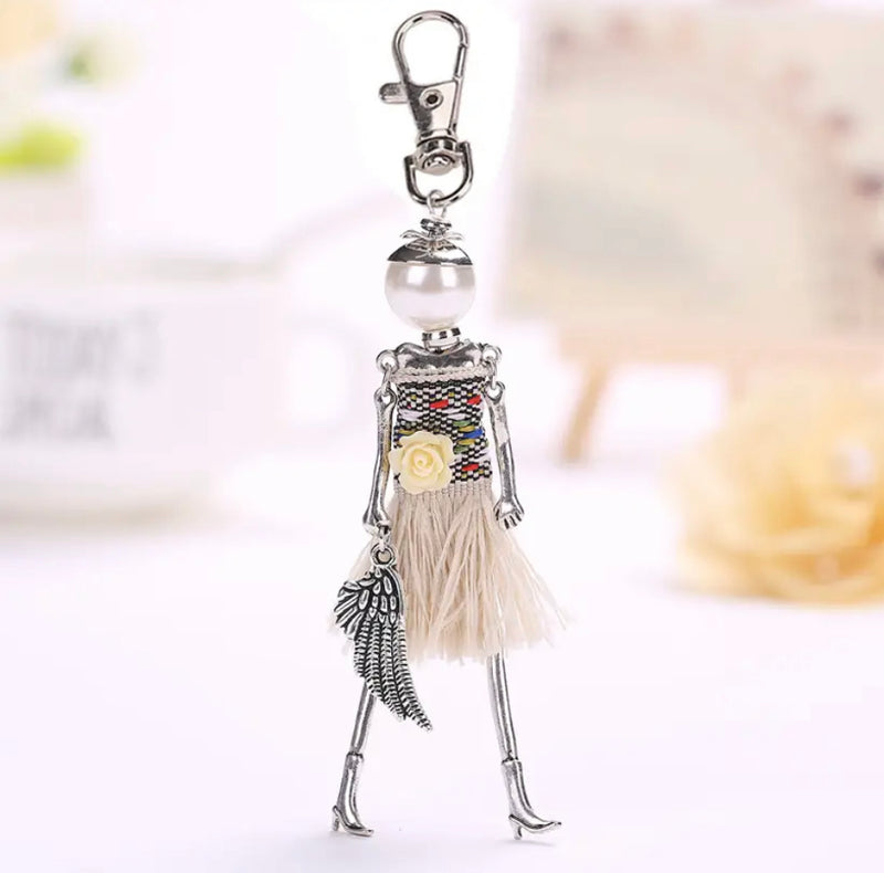 "Adorable Handmade Doll Charm Keychain: Fashionable Accessories for Women and Girls"