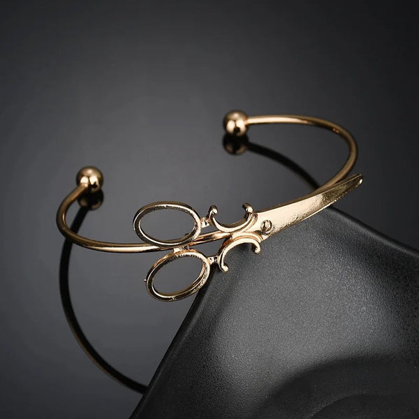 "Hair Stylist's Delight: "Chic Cuts" Decorative Fashion Scissor Bangle Bracelets"
