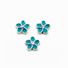 "Rhinestone Flower Floating Charm - Available in Two Colors"(1pc)