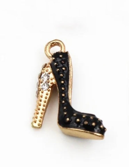 "Rhinestone High Heel Dress Shoe Charm - Glamour and Elegance in Two Striking Colors"