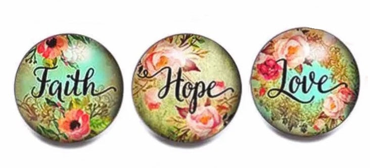 "Spiritual Whispers: Inspirational Words Snap Button Set (3-Pack) for 18mm Snap Jewelry Collection"