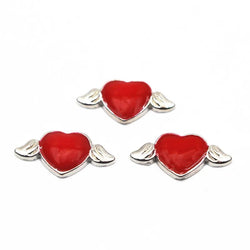 "Heart with Angel Wings Floating Charm"(1pc)