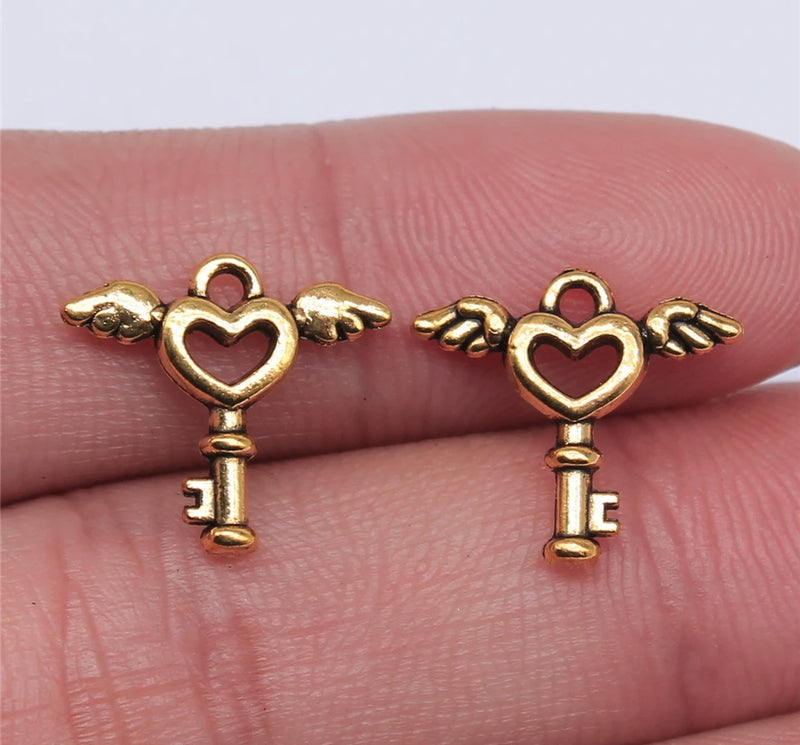 "Angel Wing Key Heart Charm - Unlocking Love and Protection" (1 Charm included)
