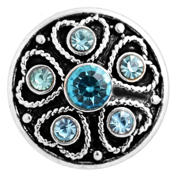 "Heart's Delight: 18mm Multi-Heart Rhinestone Snap Button - Exquisite Beauty in a Kaleidoscope of Colors"