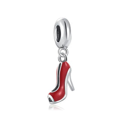 Sterling Silver Red High Heel Dress Shoe Pendant: A Striking Emblem of Elegance and Glamour (1pc)