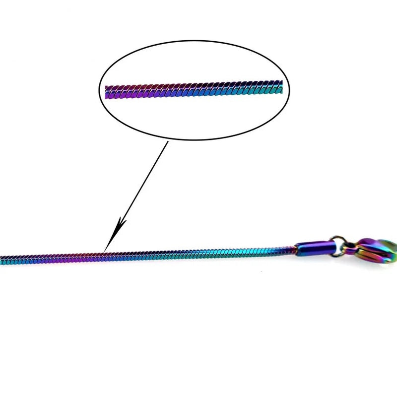 Vibrant and Stylish - 1.4mm Stainless Steel Rainbow Snake Necklace with 18" and 20" Lengths for Charm and Pendant Customization (1pc)