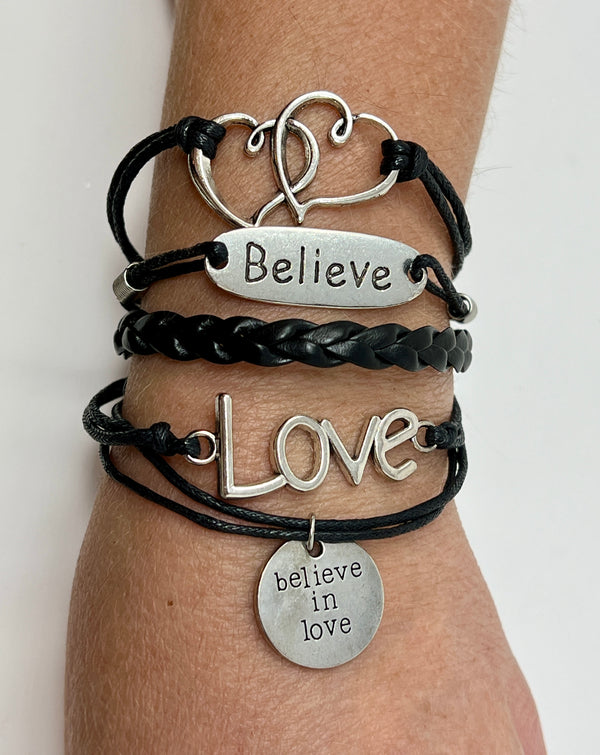 Believe/Love "Multilayered Adjustable Charm Bracelet"(1pc)