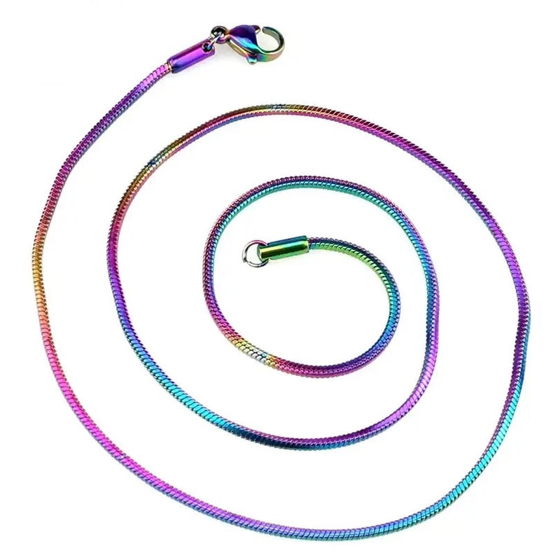 Vibrant and Stylish - 1.4mm Stainless Steel Rainbow Snake Necklace with 18" and 20" Lengths for Charm and Pendant Customization (1pc)