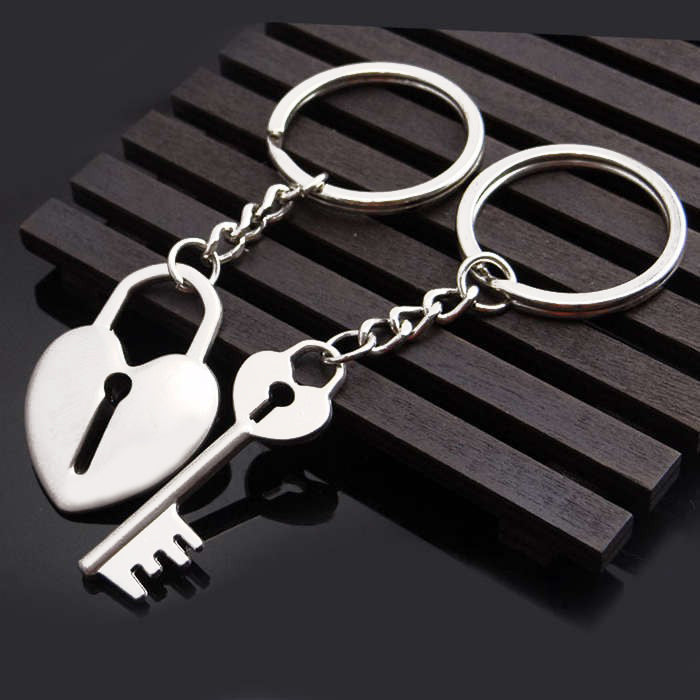 "Heart Lock and Key Keychain Set - Symbolizing Love and Connection"