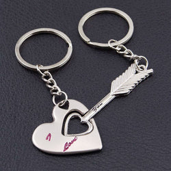 "Interlocking Heart and Arrow Heart Keychains - A Symbol of Everlasting Love"