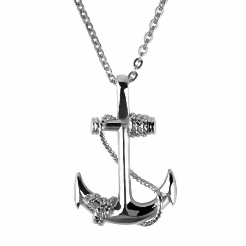 "Anchored in Strength: Anchor Pendant Necklace with Chain Wrap"