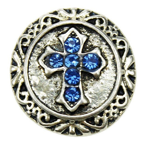 "Sparkling Faith: Vintage Cross Rhinestone Snap Button in Various Colors"- 18MM