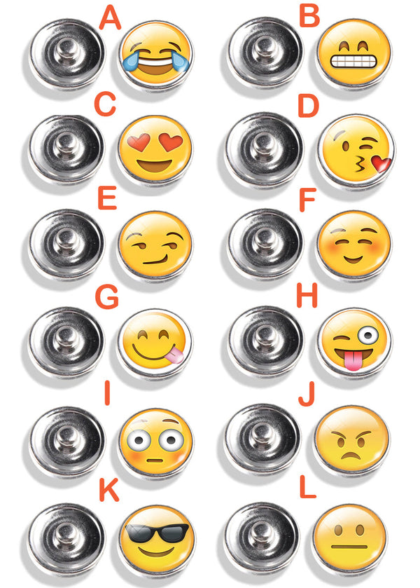 "Expressive Delights: Fun Emoji Snap Buttons - Playful Personalization for Your Snap Jewelry Collection"
