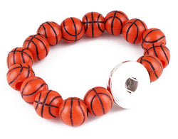 "Basketball Charm Elastic Bracelet with Snap Button Holder"