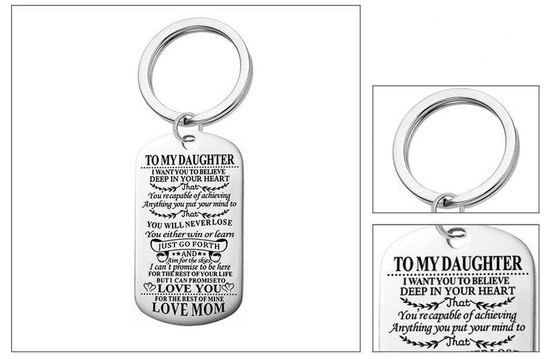 To My Daughter..Love Mom/To My Daughter..Love Dad - Inspirational Keychain