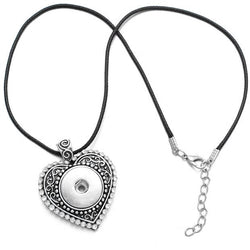 "Vintage Heart Snap Button Pendant Necklace"