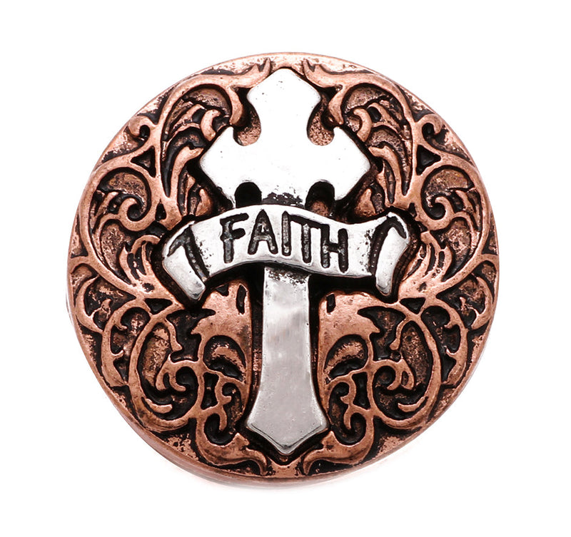 "Golden Faith Cross Snap Button: Inspiring Symbol of Belief and Strength"-18MM