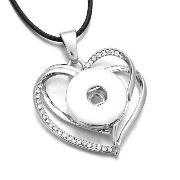 "Sparkling Heart Rhinestone Snap Necklace"(1pc)