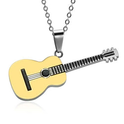 Titanium Stainless Steel Music Guitar Pendant Necklace