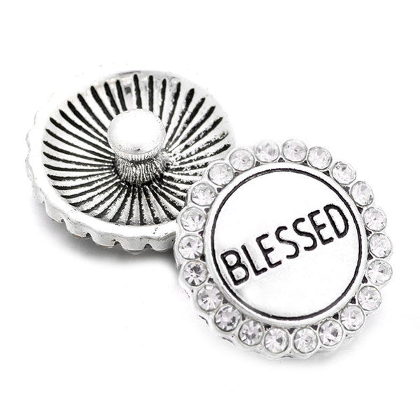 "Radiant Blessings: Rhinestone Outlined Snap Button - Embrace Gratitude and Elegance"