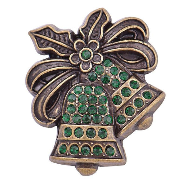 "Festive Bell Elegance: Rhinestone Snap Buttons for Holiday Jewelry"