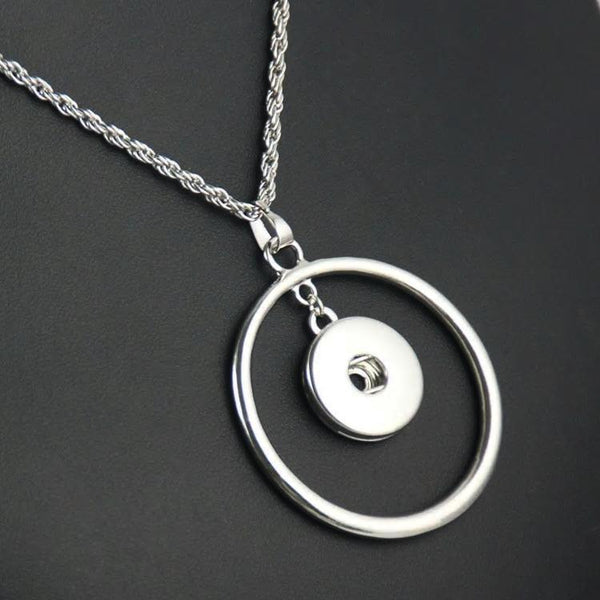 "Circular Ring Snap Button Necklace"
