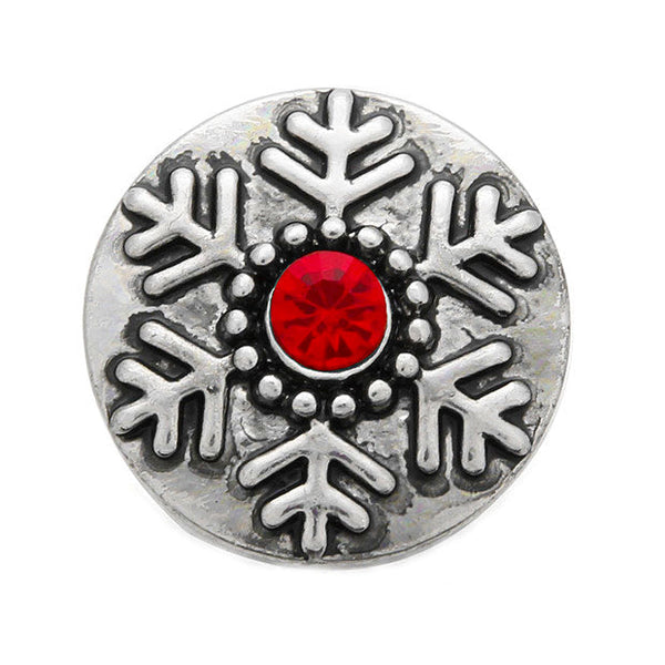 "Sparkling Winter Charm: Colorful Rhinestone Snowflake Snap Button" 18MM