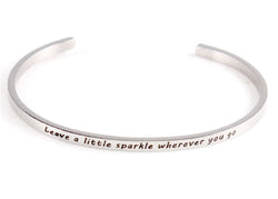 "Engraved Stainless Steel Inspirational Cuff Bracelet - Leave a Little Sparkle"(1pc)