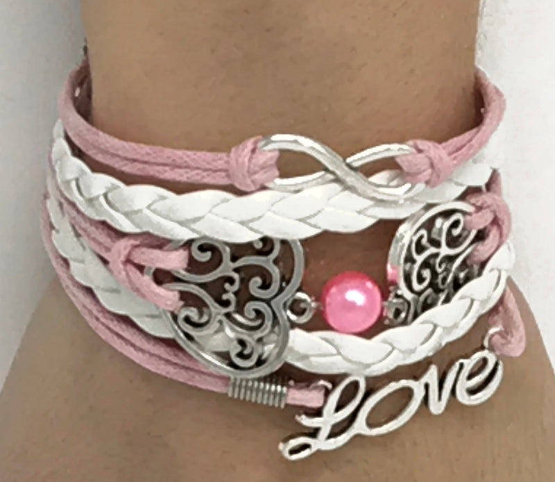 Pink/White Multi Layer Bracelet (LOVE)