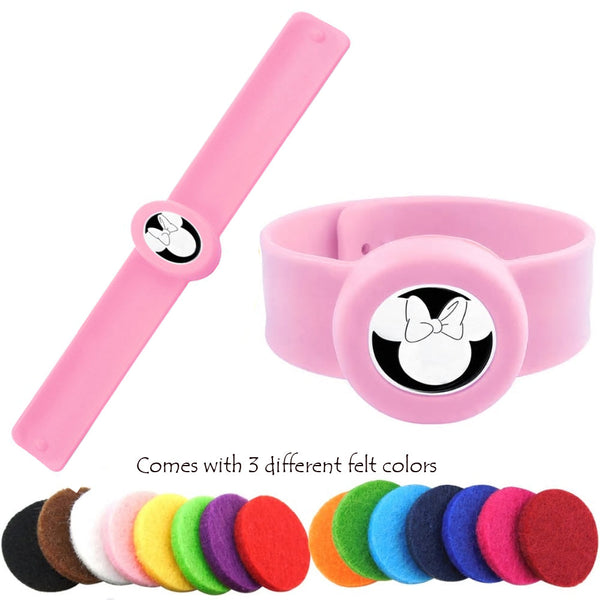 Little Girl's Minnie Silicone Aromatherapy Essential Oil Diffuser Slap Bracelets