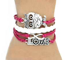 Hot Pink Multi Layer Bracelet (Owl)