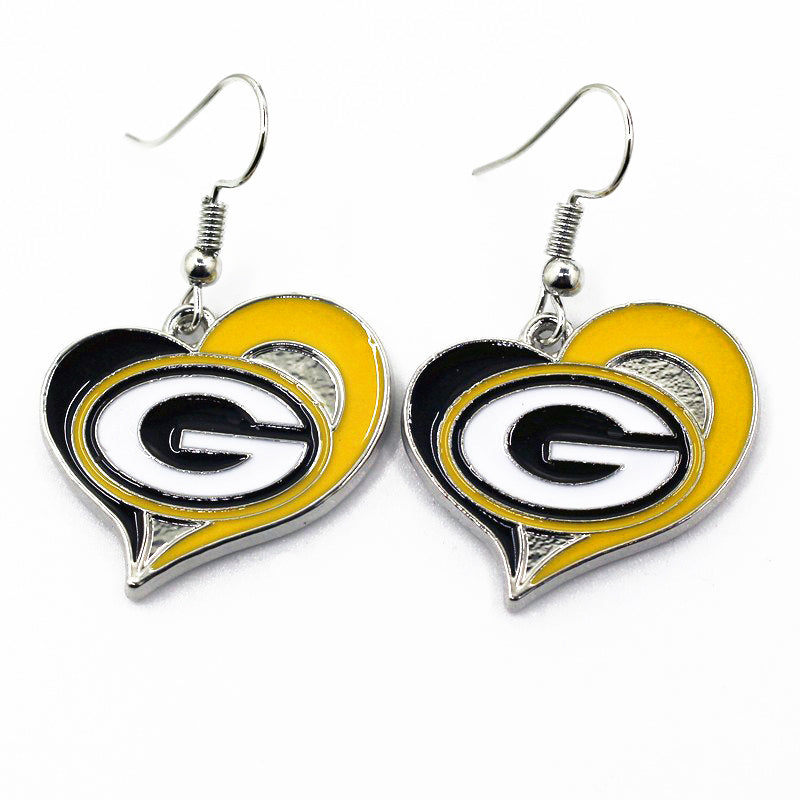 NFL Swirl Heart Dangle Earrings (Pick your Team)