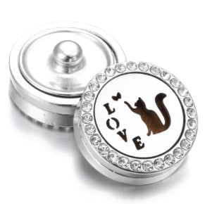 CAT - HEART Aromatherapy/Essential Oil Snap Button-Fits 18mm Snap Button