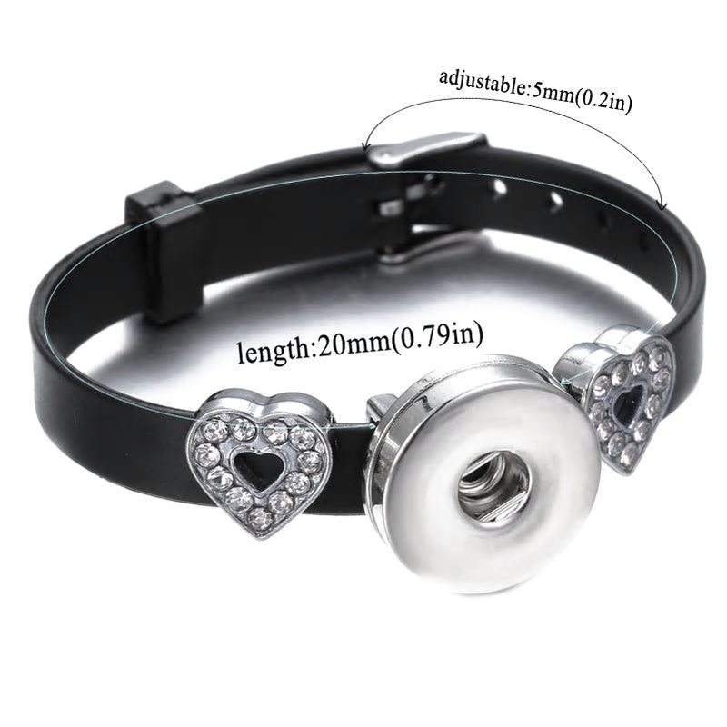Silicone Snap Button Bracelet With Stainless Steel LOVE Charms