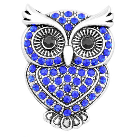 "Majestic Whispers: Vintage Owl Snap Button with Rhinestones"-18MM