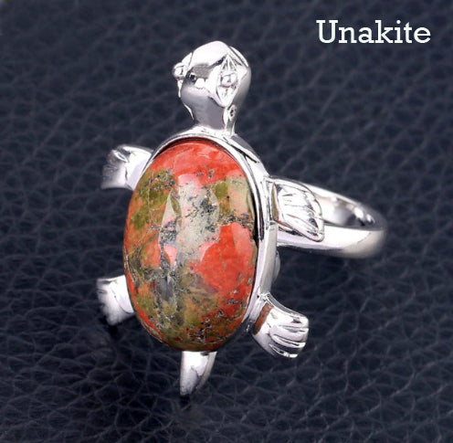 Turtle Knuckle Rings - Chakra Natural Gems - Crystal Turtle Tortoise