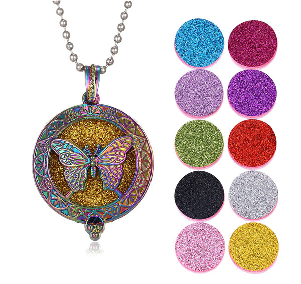 “Beautiful Butterfly Aromatherapy Essential Oil Diffuser Necklace - Carry Your Oils with Elegance"(1pc)