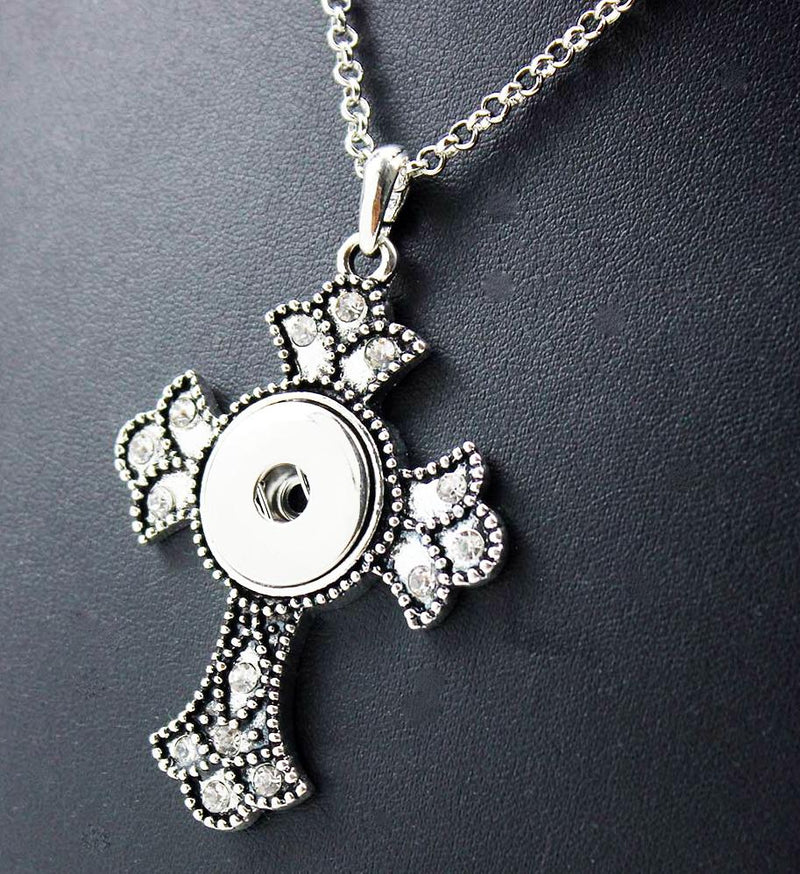 "Snap Button Cross Necklace - Symbol of Faith and Customization"(1pc)