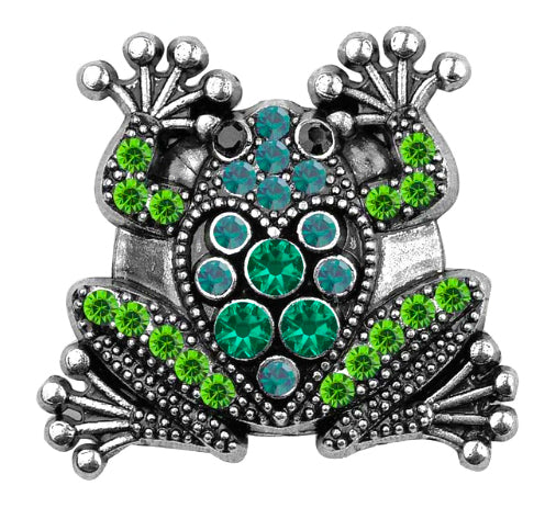 "Elegance in Nature: 18mm Rhinestone Frog Snap Button"