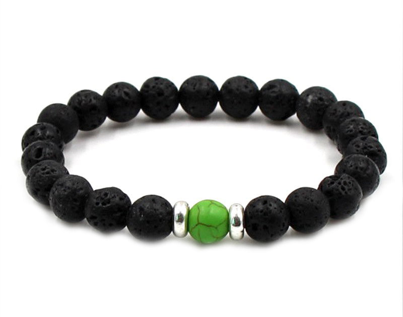 "Marbleized Lava Stone Bracelet with Black Beads - Aromatherapy in Style"(1pc)