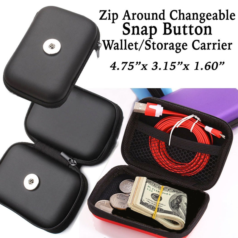 SNAP ZiP Wallet, Coin, Tech Storage Case - Customize With 18mm INTERCHANGABLE Buttons