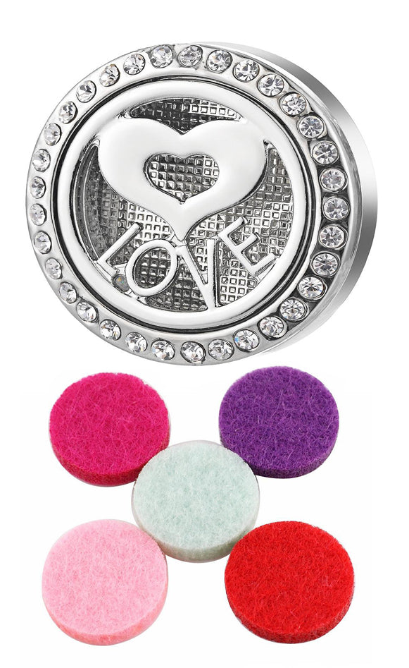 Love - Heart Aromatherapy/Essential Oil Snap Button-Fits 18mm Snap Button